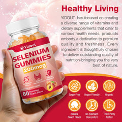 Product box and bottle display for Yidout Selenium thyroid gummies
