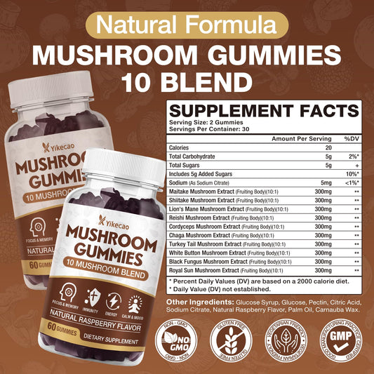 Close-up of raspberry-flavored mushroom gummies
