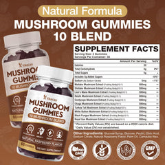 Close-up of raspberry-flavored mushroom gummies