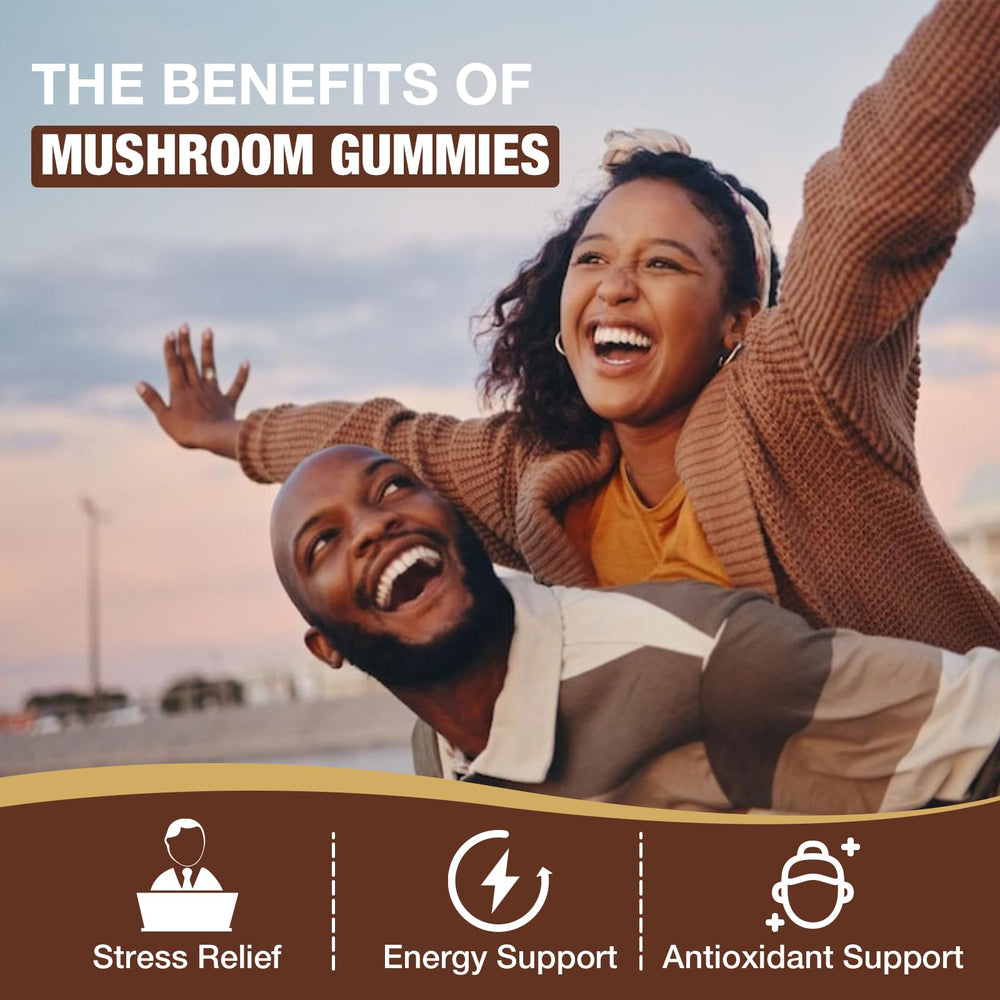 Two gummies illustrating focus and energy support