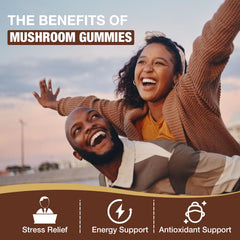 Two gummies illustrating focus and energy support