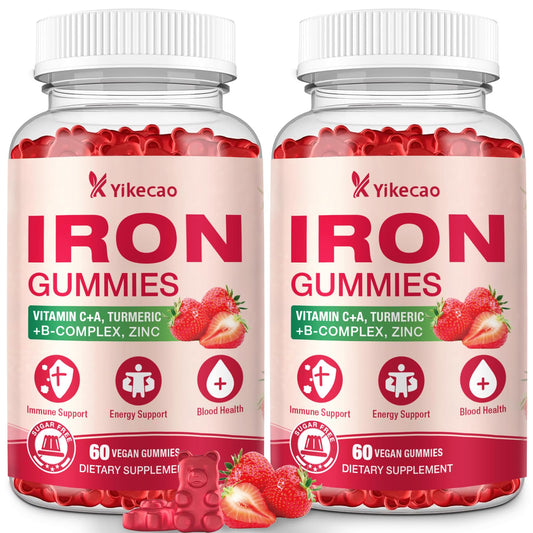 Front view of Yikecao vegan iron gummies 2-pack