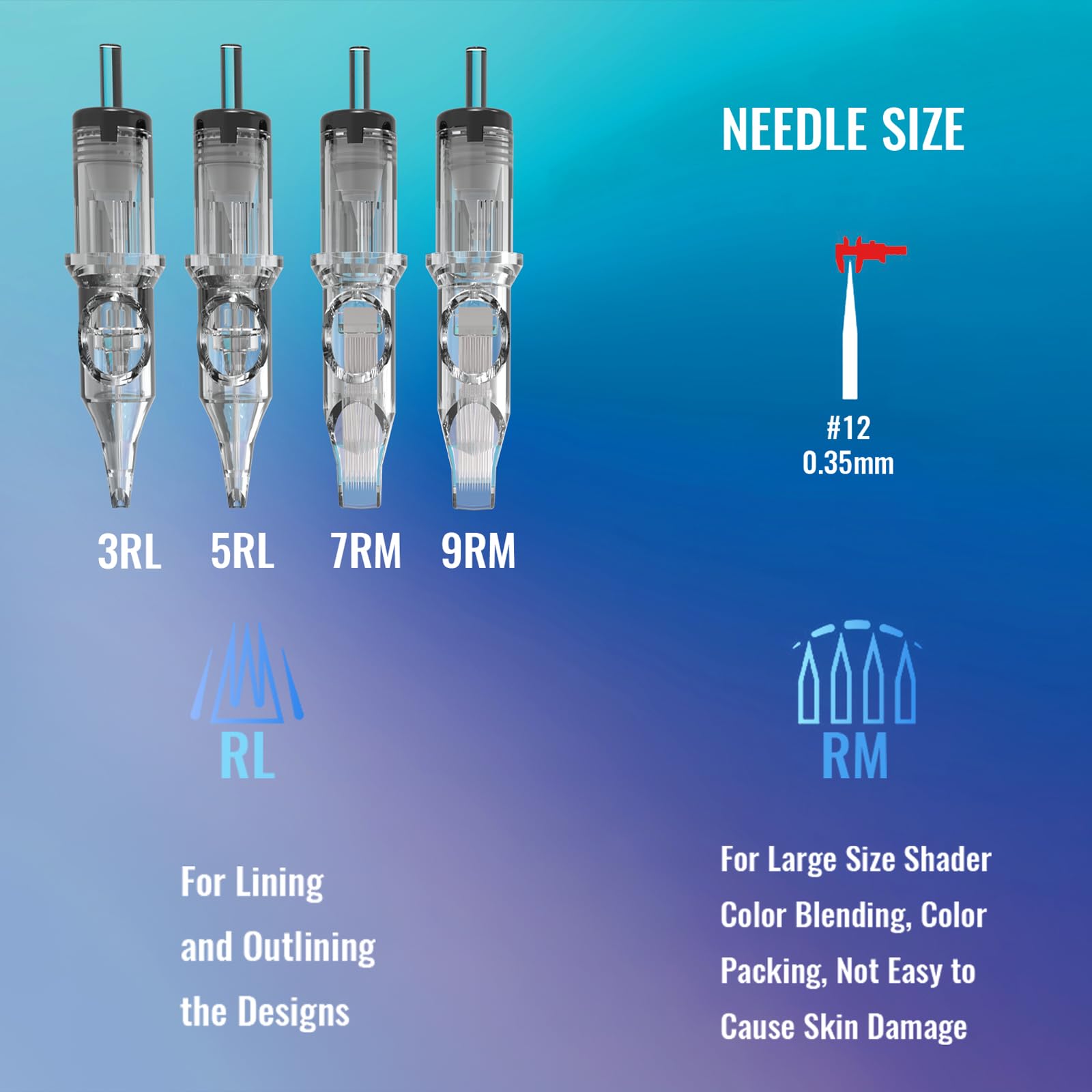 YILONG 3RL round liner needles for precise outlines.