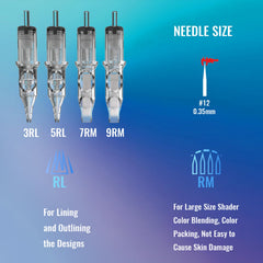 YILONG 3RL round liner needles for precise outlines.