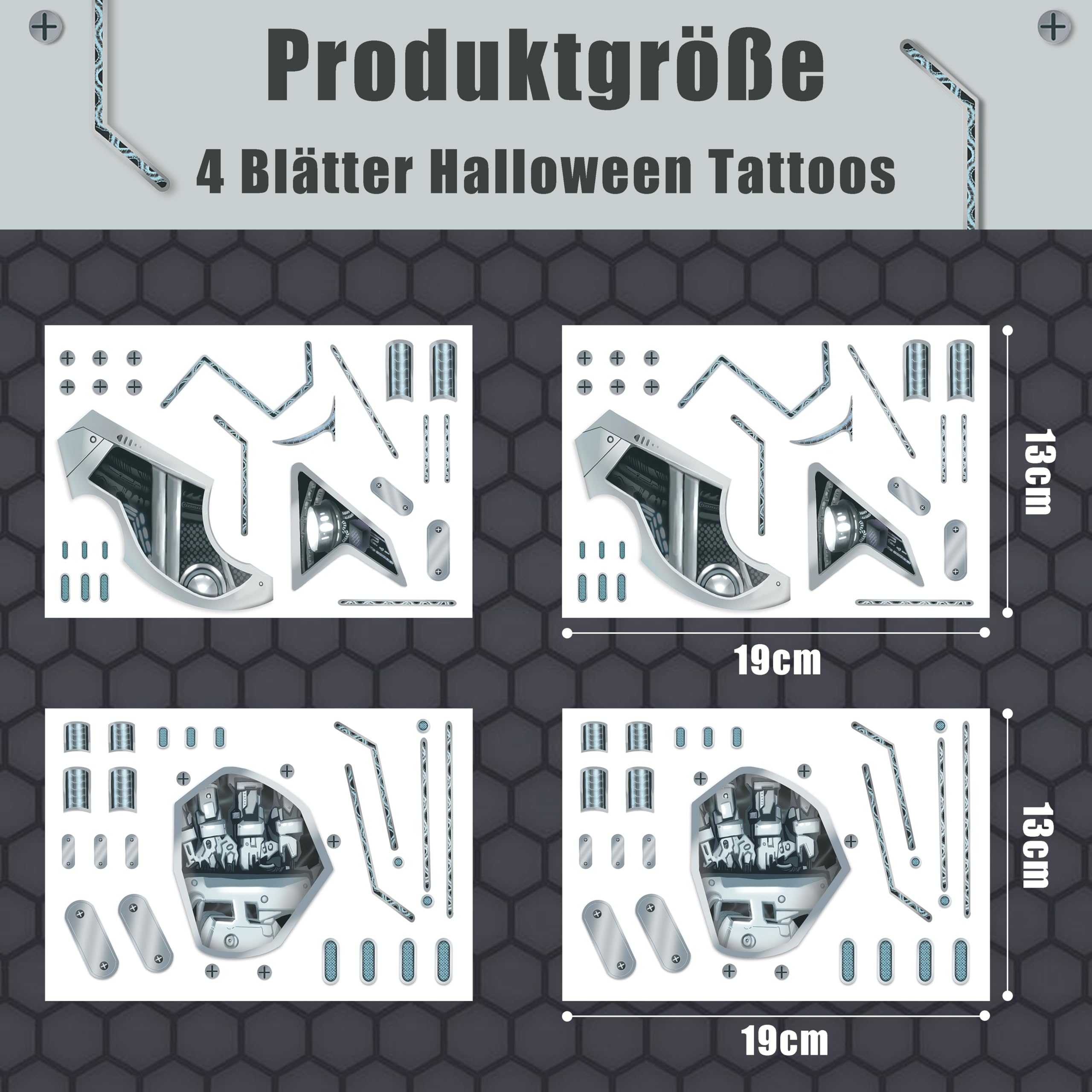 Yitla cyberpunk tattoo with artist-drawn design for unique, striking costumes.