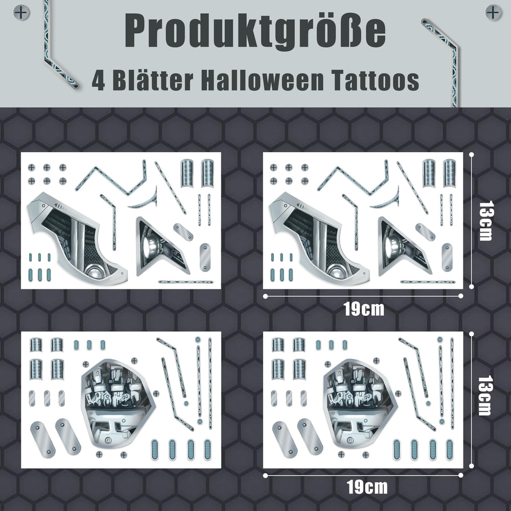 Yitla cyberpunk tattoo with artist-drawn design for unique, striking costumes.