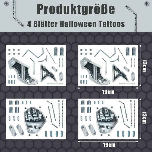Yitla cyberpunk tattoo with artist-drawn design for unique, striking costumes.
