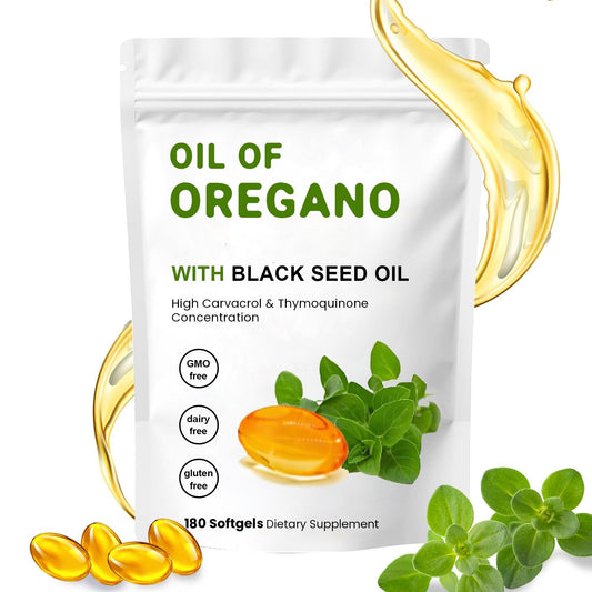 YKJHCSL 2-in-1 Oil of Oregano Softgels bottle and capsules