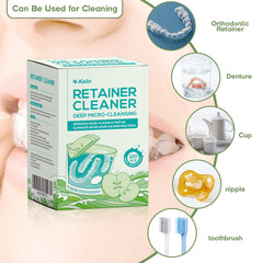 Invisalign aligner immersed in YKL solution illustrating safe appliance care