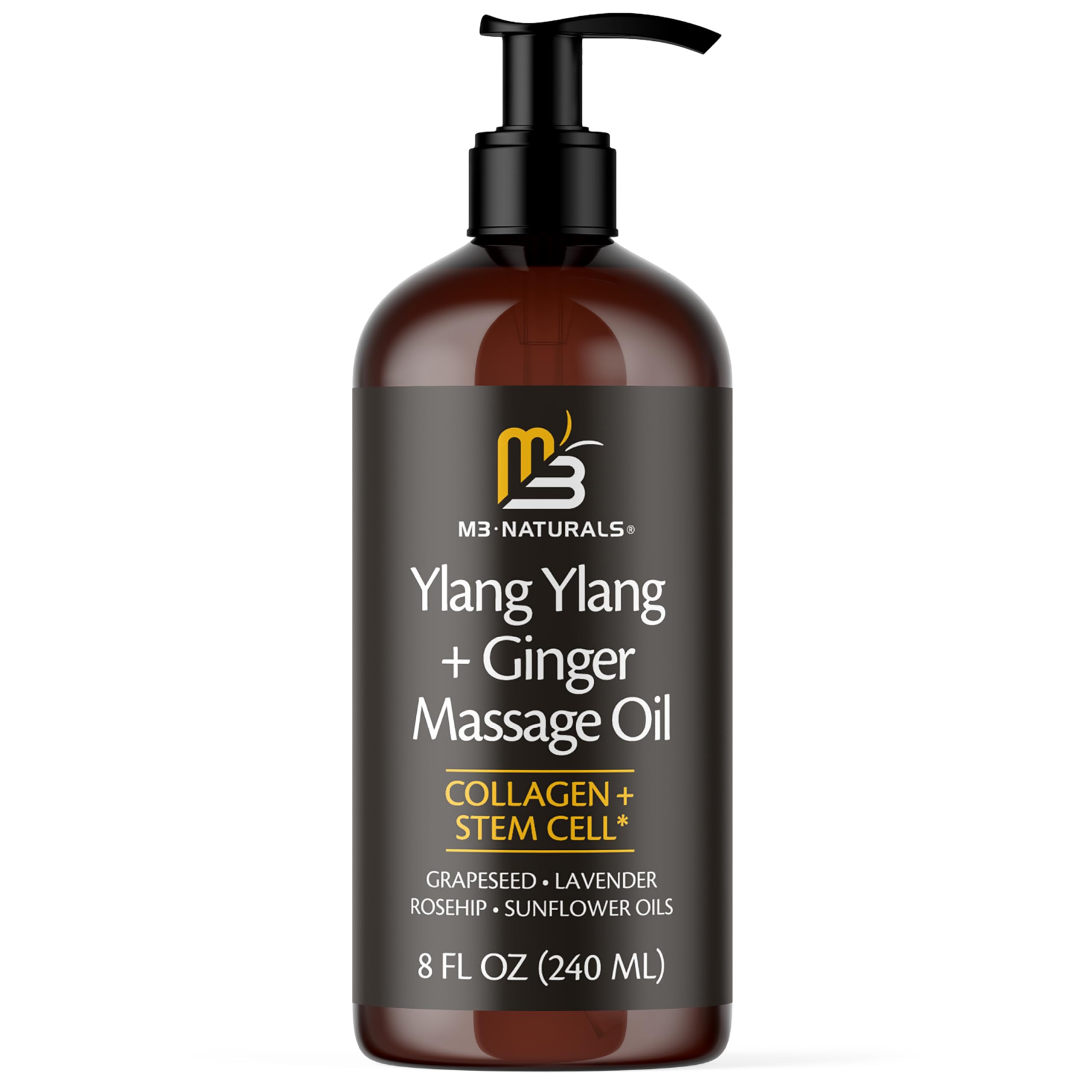 Bottle of Ylang Ylang and Ginger Lymphatic Drainage Oil – 8oz