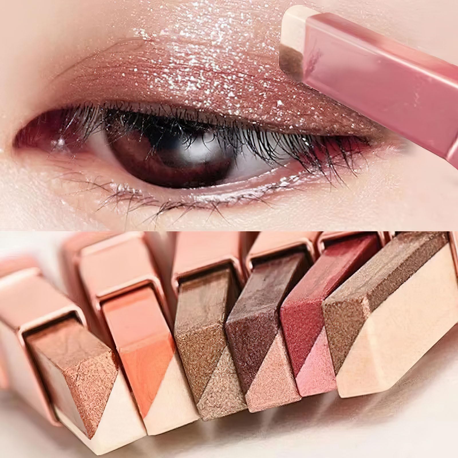 Ylapagne six-color eyeshadow sticks two-color gradient in brown tones for bold lids