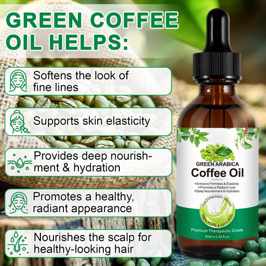 YMFGPFYL Green Arabica Coffee Oil dropper on skin for deep hydration and nourishment