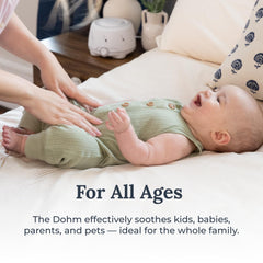Yogasleep Dohm Charcoal baby room setup illustrating soothing ambient sounds for infants.