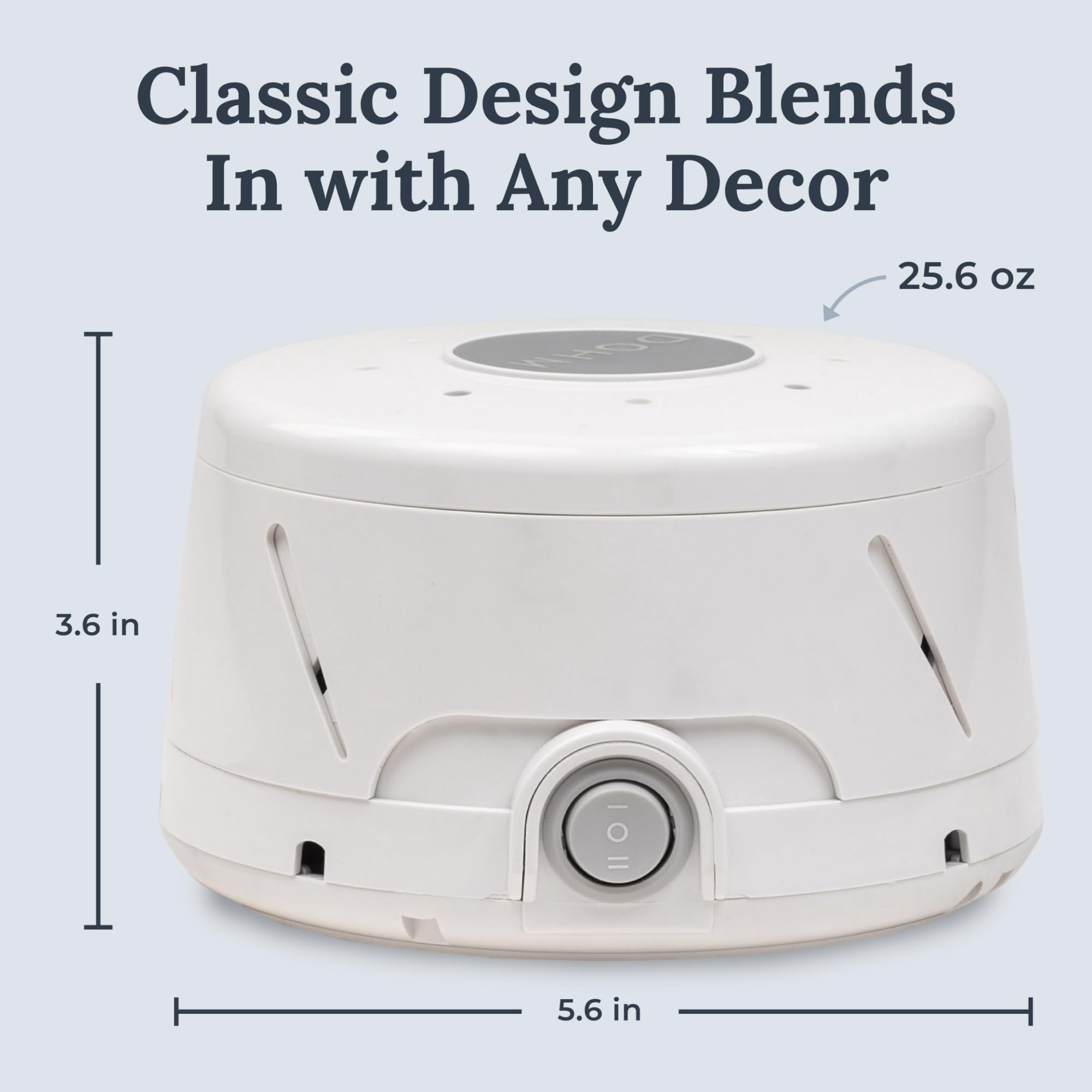 The Yogasleep Dohm Classic 2-pack bedroom setup demonstrates a peaceful sleep environment.