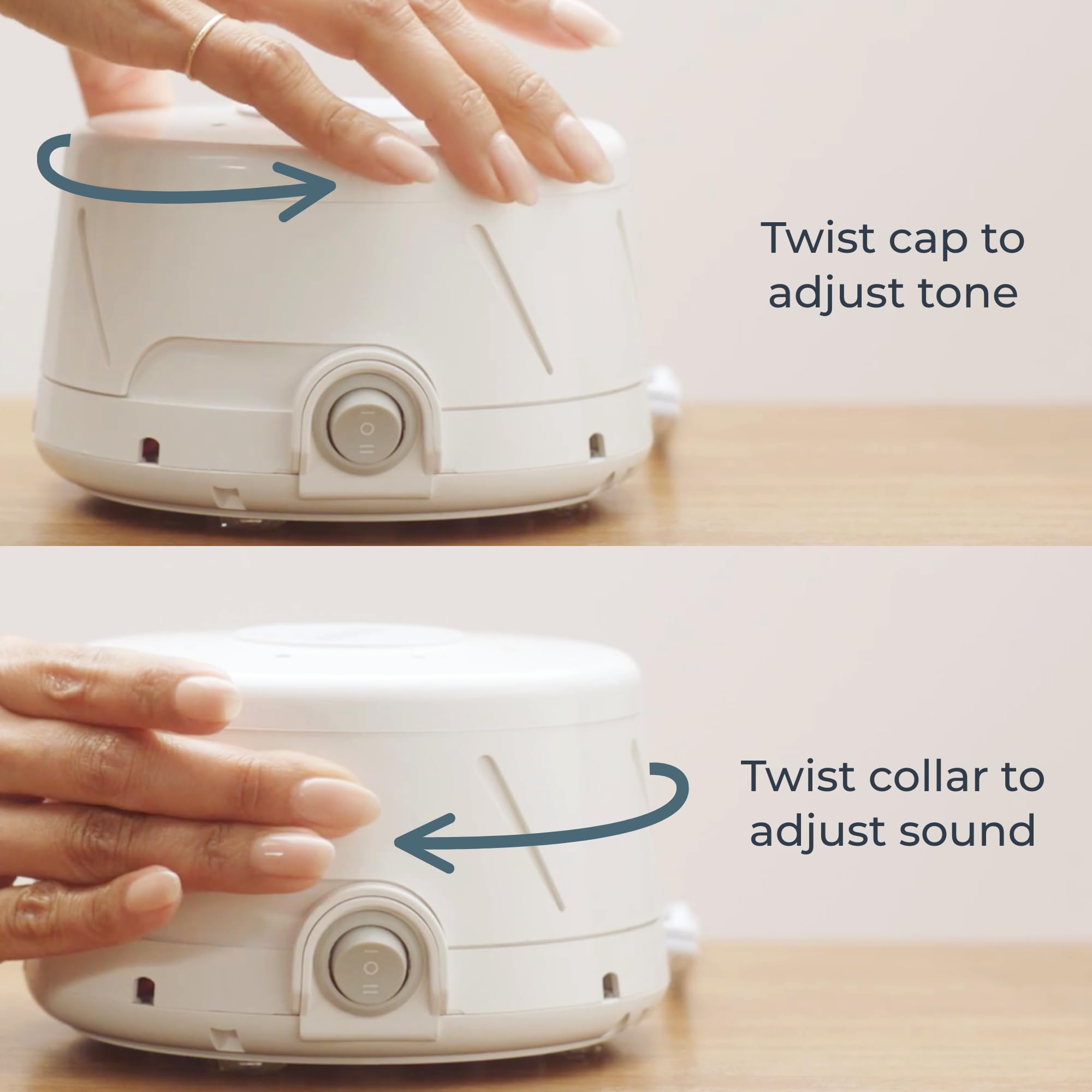The Yogasleep Dohm Classic 2-pack top view emphasizes small footprint for any nightstand.