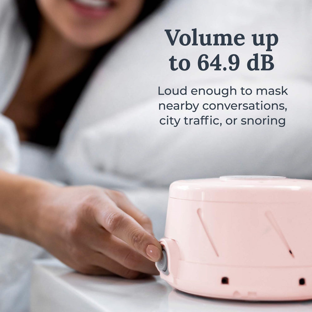 Yogasleep Dohm Classic Pink in bedroom reducing street noise for peaceful nights