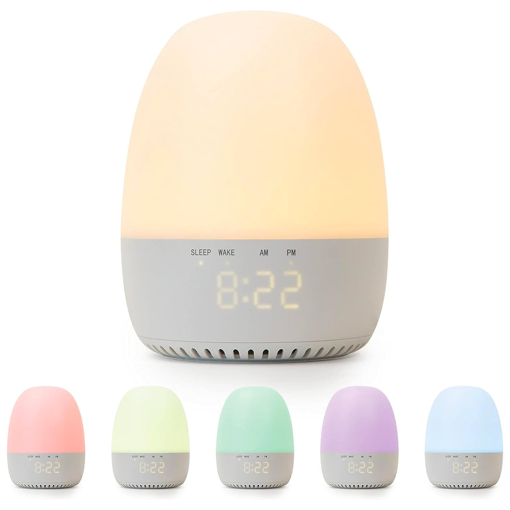 Yogasleep Light to Rise on nightstand with soothing sounds for bedtime