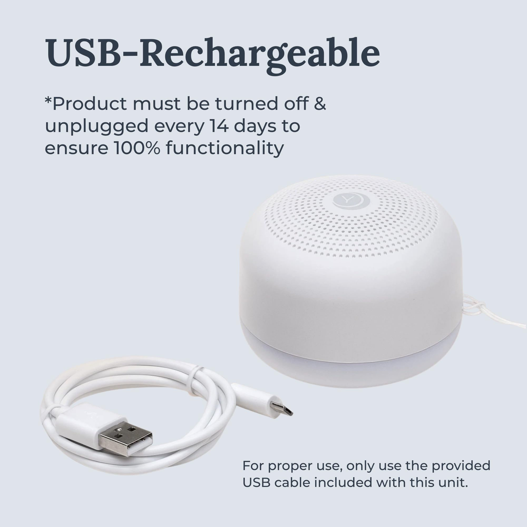 Yogasleep Travel Mini lanyard included for hands-free carrying during travel.