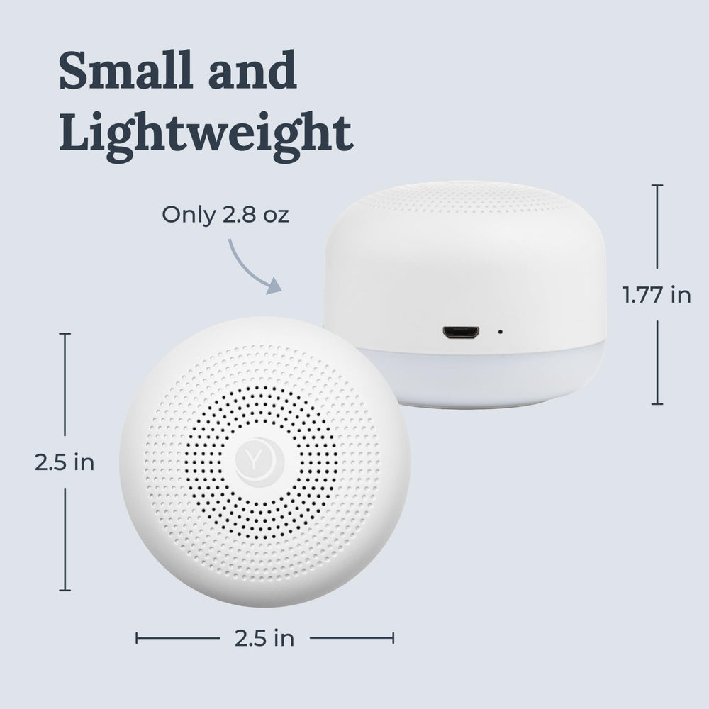 Yogasleep Travel Mini USB rechargeable battery for travel and nightly use.