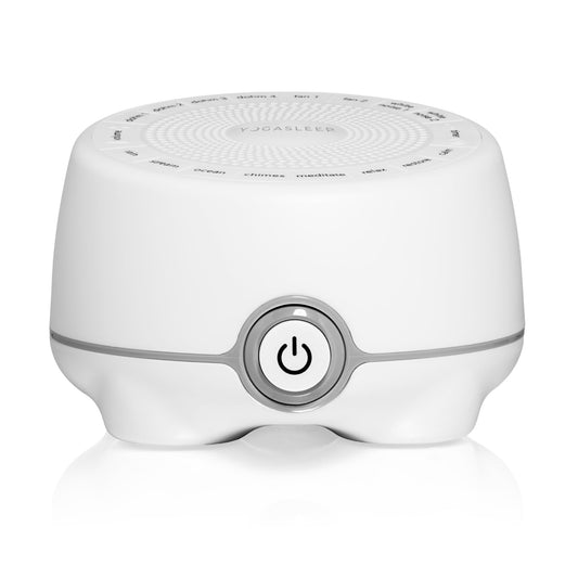 Yogasleep Whish front view on a bedside table, showcasing compact design.