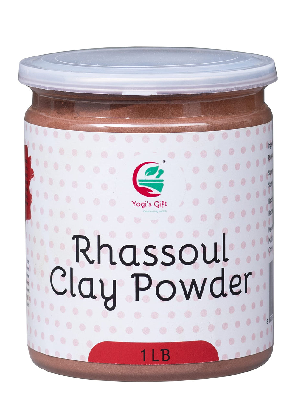 YOGI’S GIFT Rhassoul clay face mask in a jar for gentle mineral skincare.
