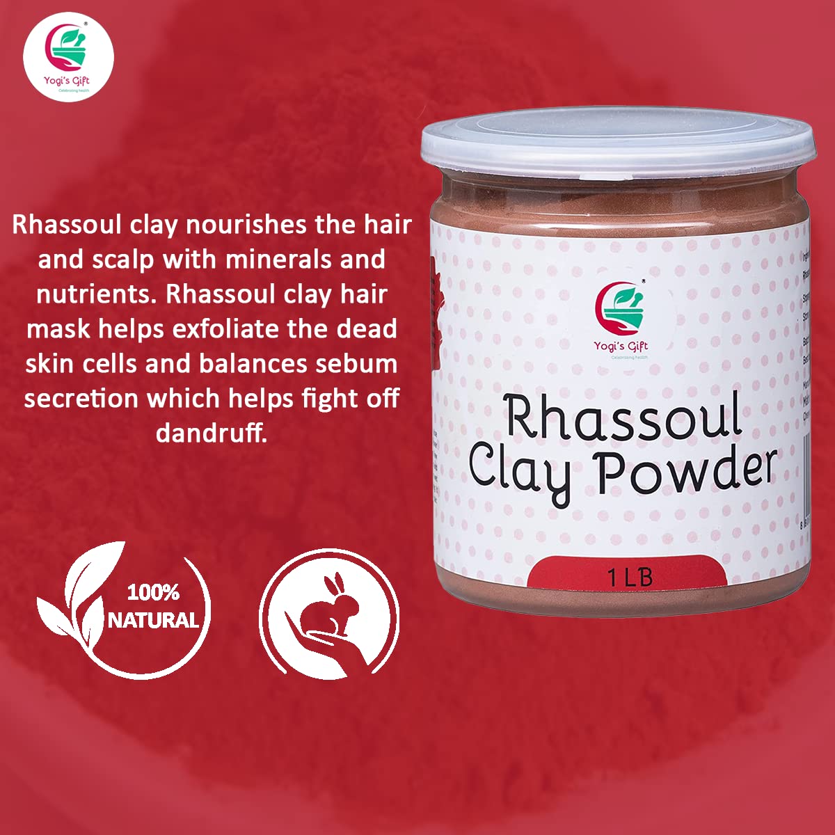 Powdered Rhassoul clay in a mineral-rich bowl for mixing.