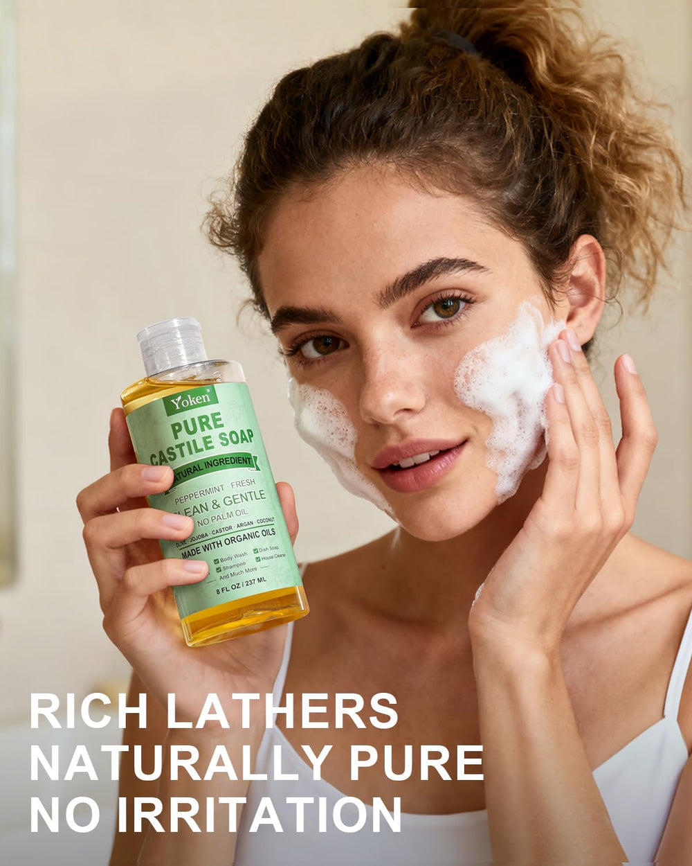 Yoken peppermint castile soap gentle facial cleansing and hydration