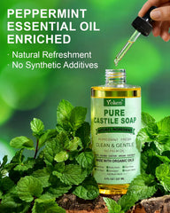 Yoken peppermint castile soap foaming lather on dishes and kitchen surfaces