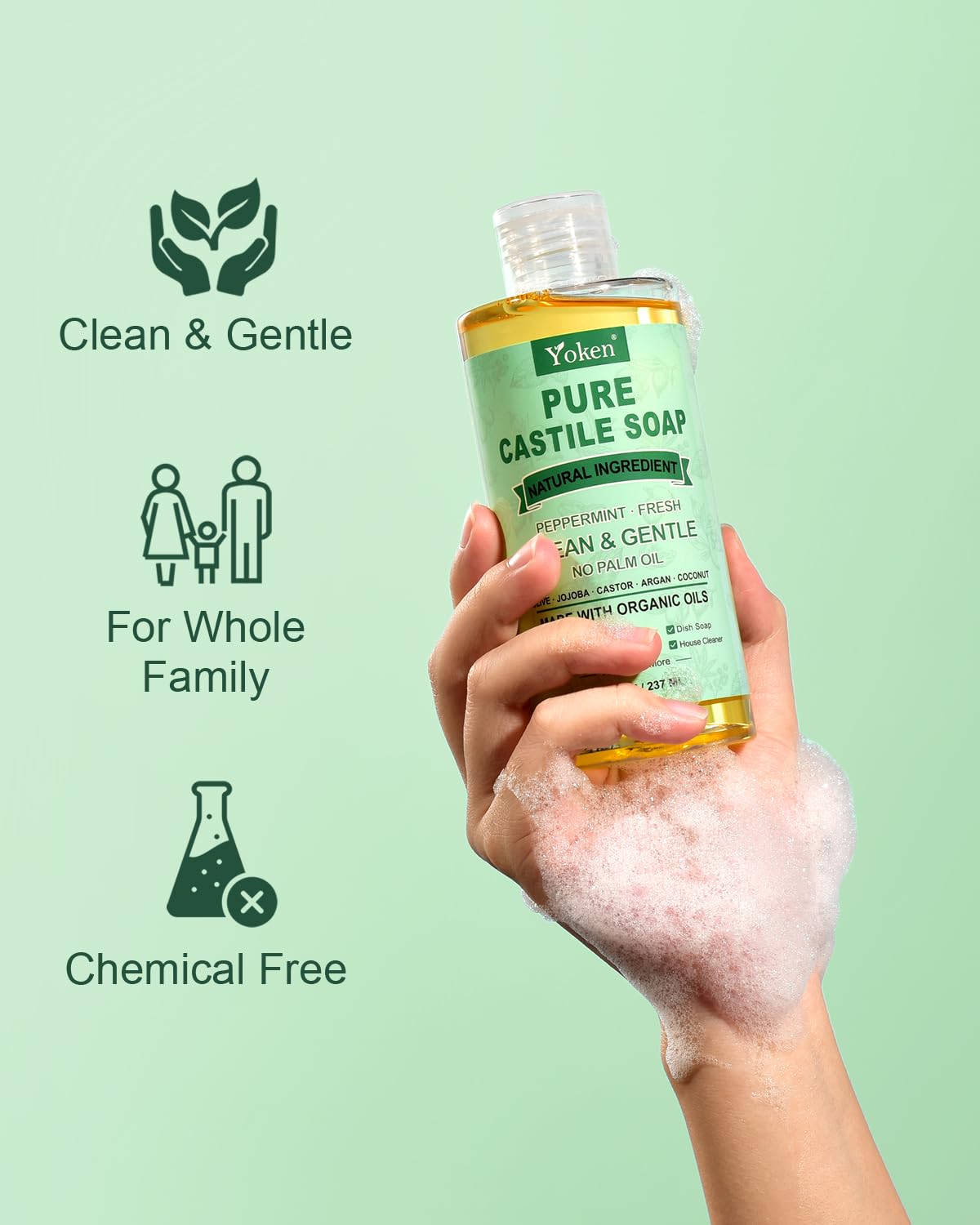Yoken peppermint castile soap as a gentle pet shampoo option