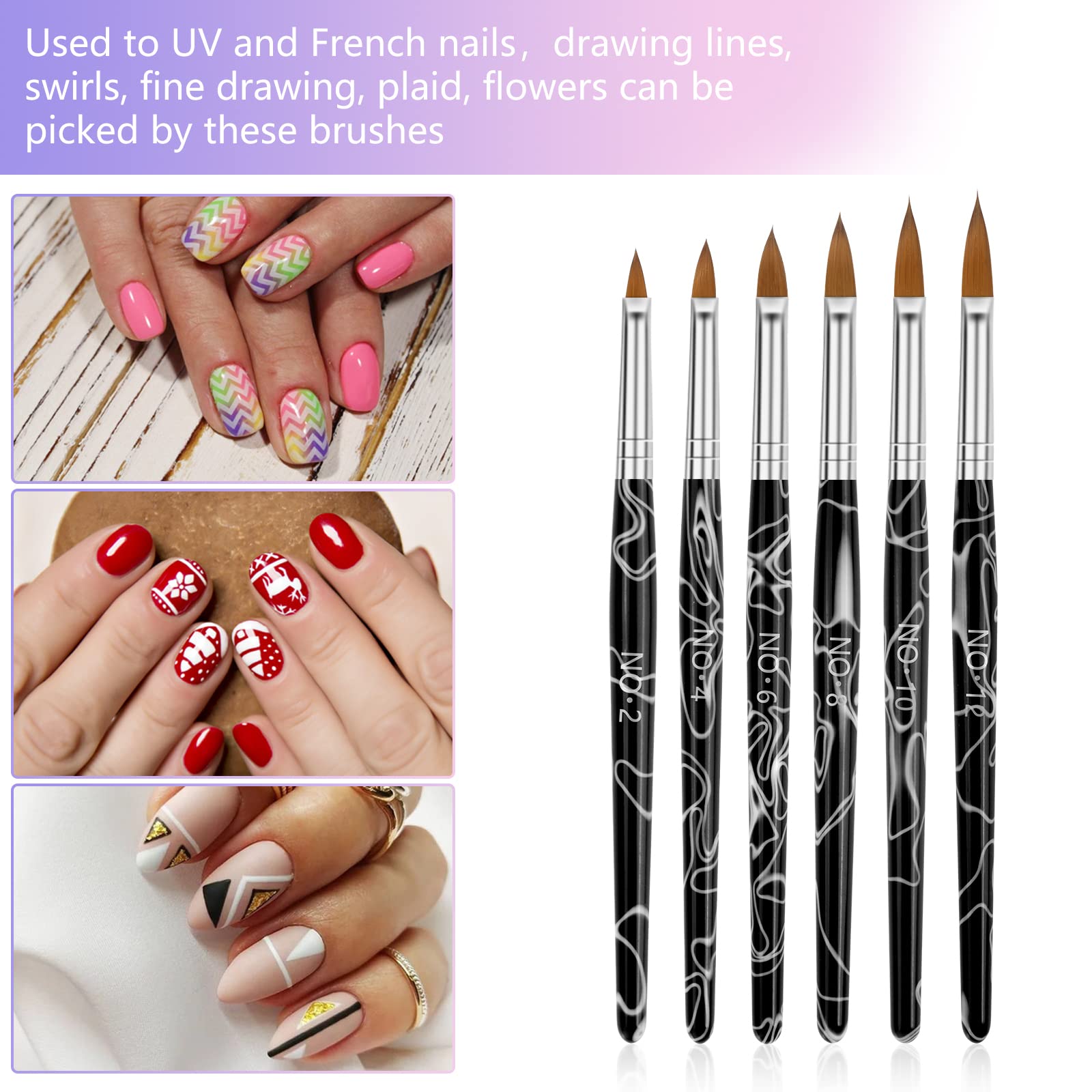 Yokilly UV gel nail brush kit enables detailed French lines and fine designs.