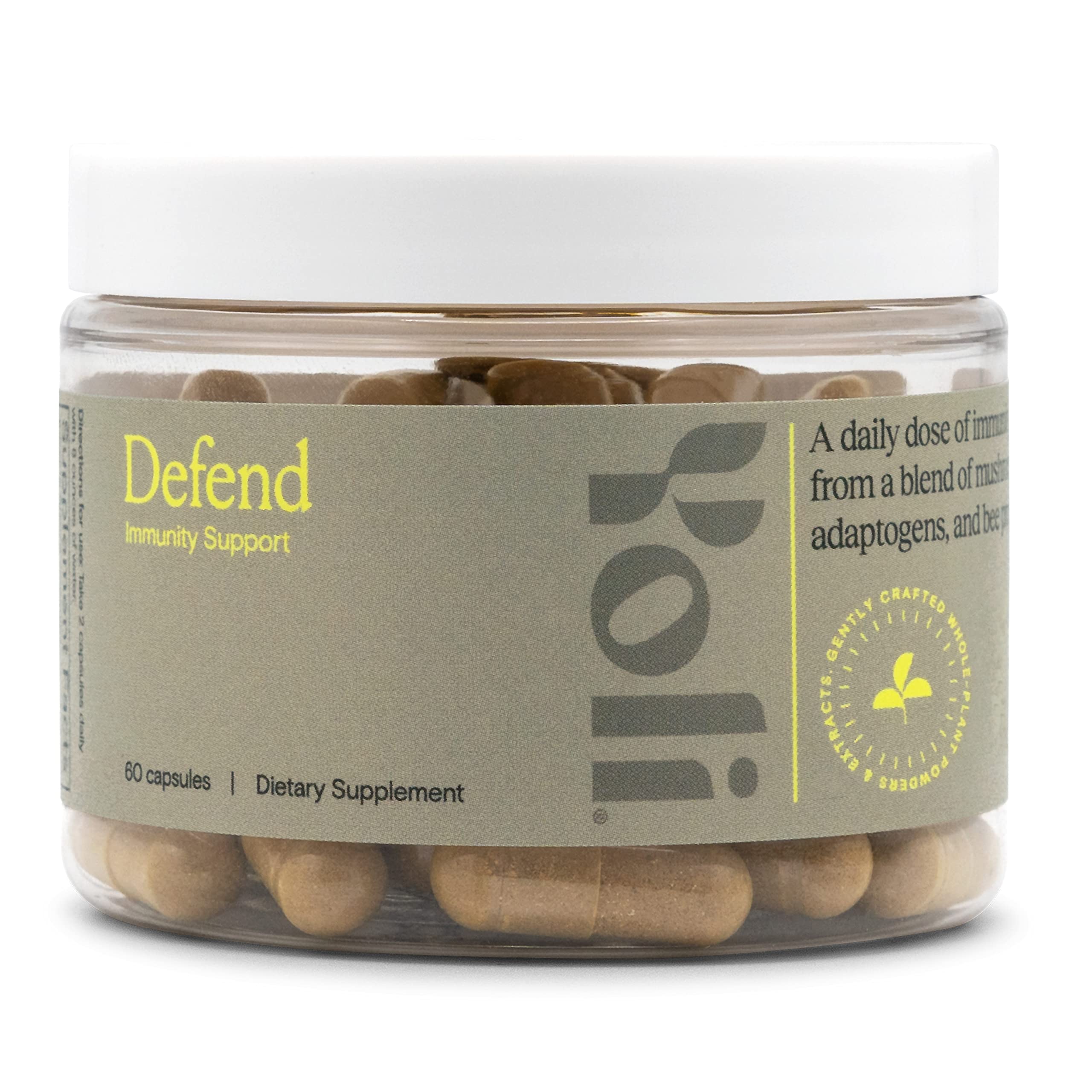 Yoli Defend bottle with label on white background