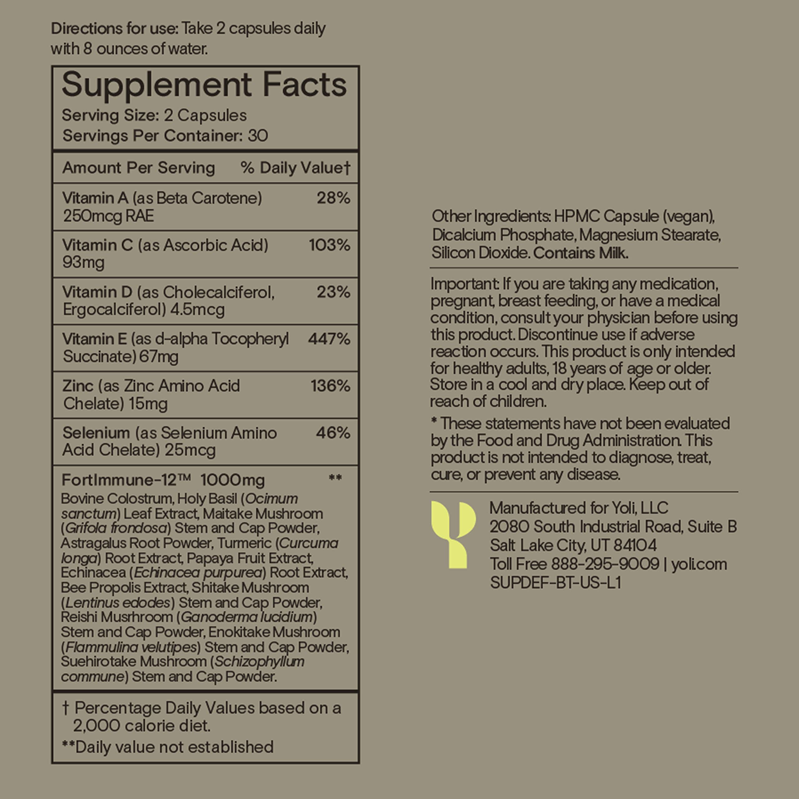 Close-up of Yoli Defend capsules