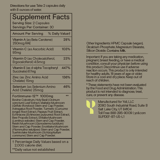 Close-up of Yoli Defend capsules