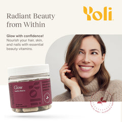 Close-up of Yoli Glow Biotin & Collagen label