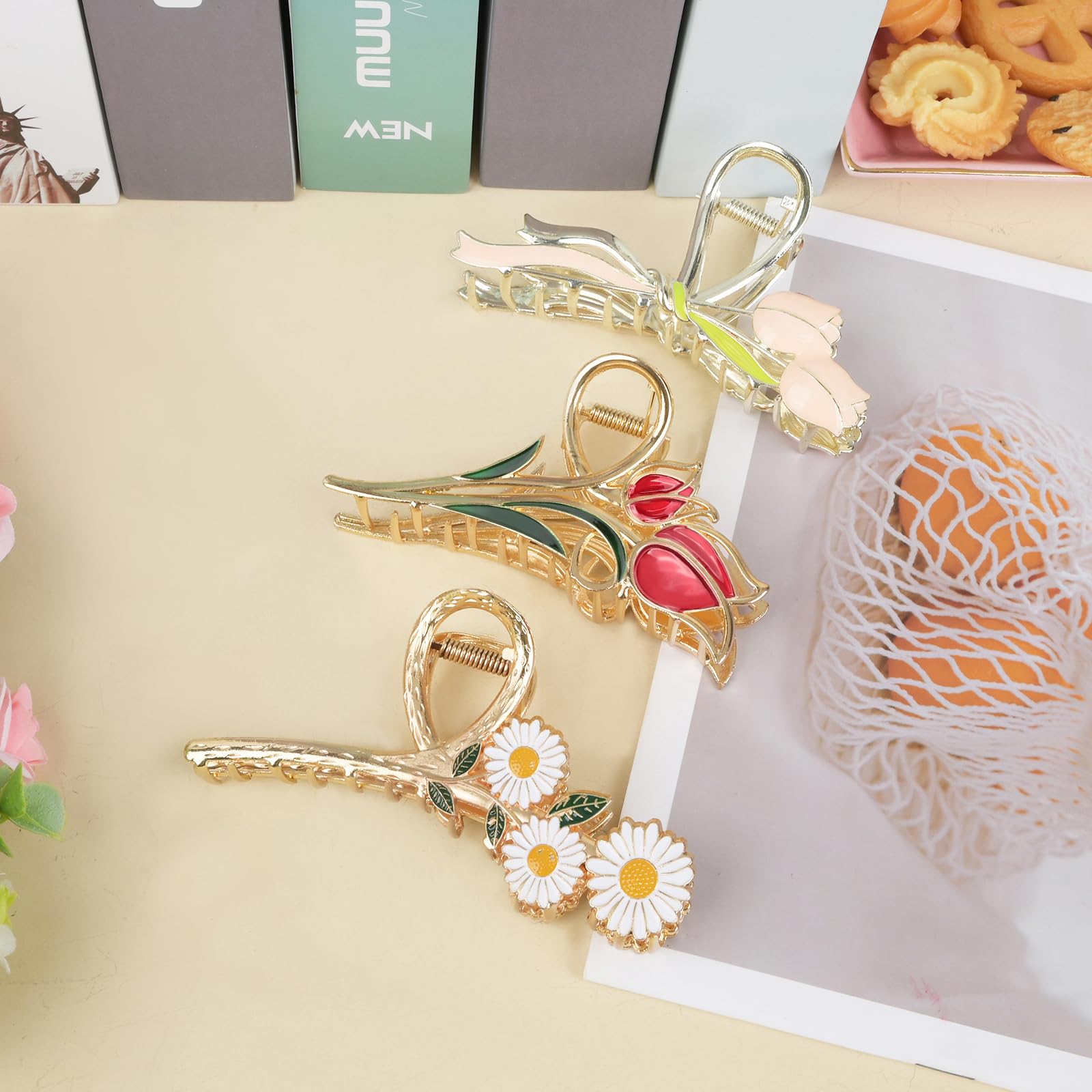 Yonchic multi-color daisies clip complements outfits and reduces rearranging
