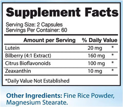 Illustration of lutein, bilberry and zeaxanthin ingredients for eye health
