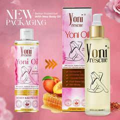 Yoni Rescue Peach Oil being applied to skin for daily care
