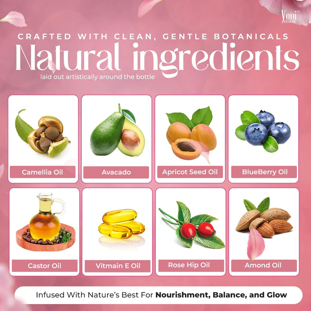 Yoni Rescue Yoni Oil apricot jojoba chamomile ingredients for nourishing care