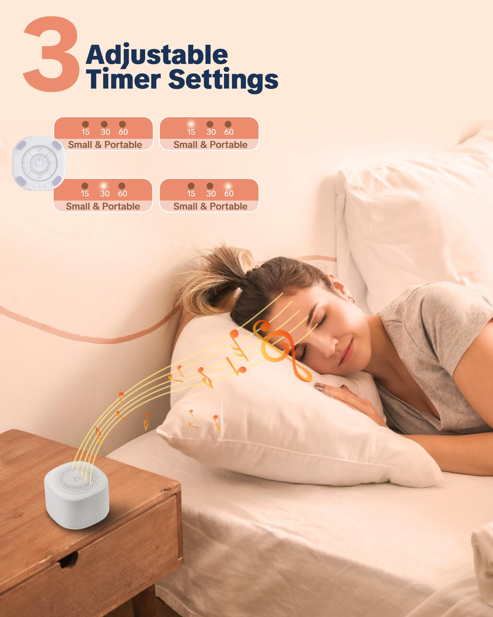 YONSEN travel white noise sound machine with three timers for customizable naps.