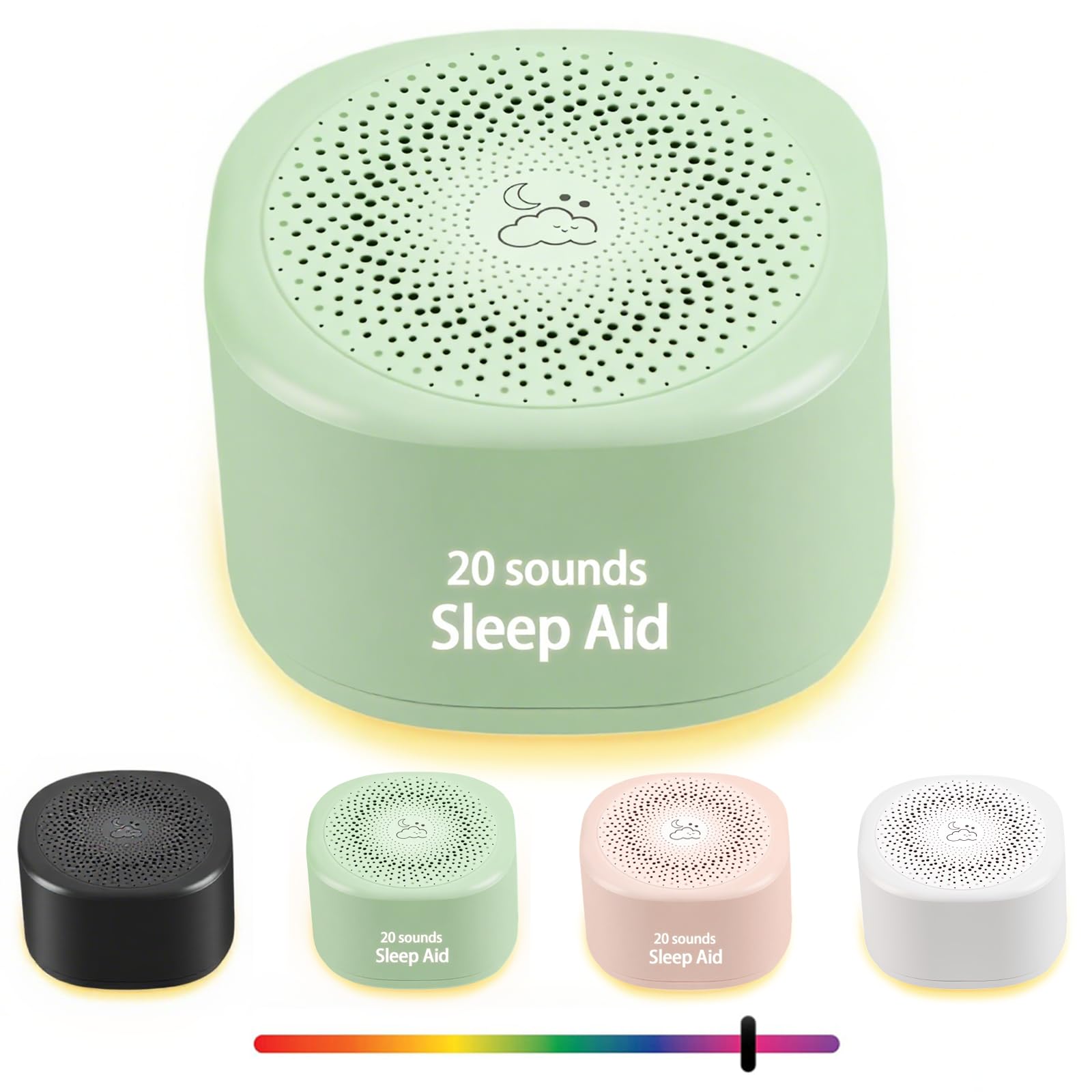 YONSEN travel white-noise-compact device shown as a portable sleep aid for on-the-go use.