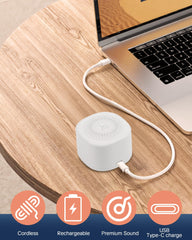 YONSEN travel white noise sound machine USB-C charging for easy power on the go.