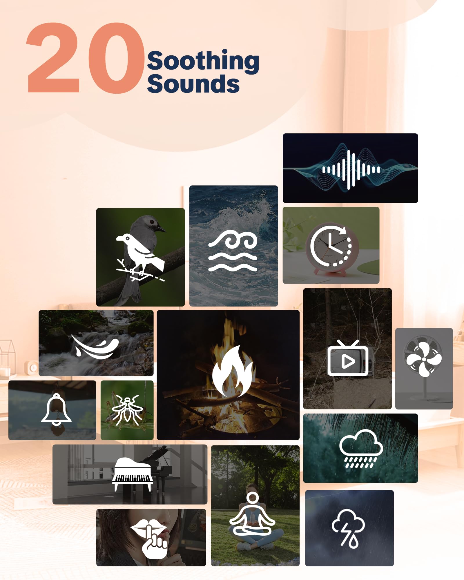 YONSEN travel white noise sound machine with adjustable volume for noise masking.