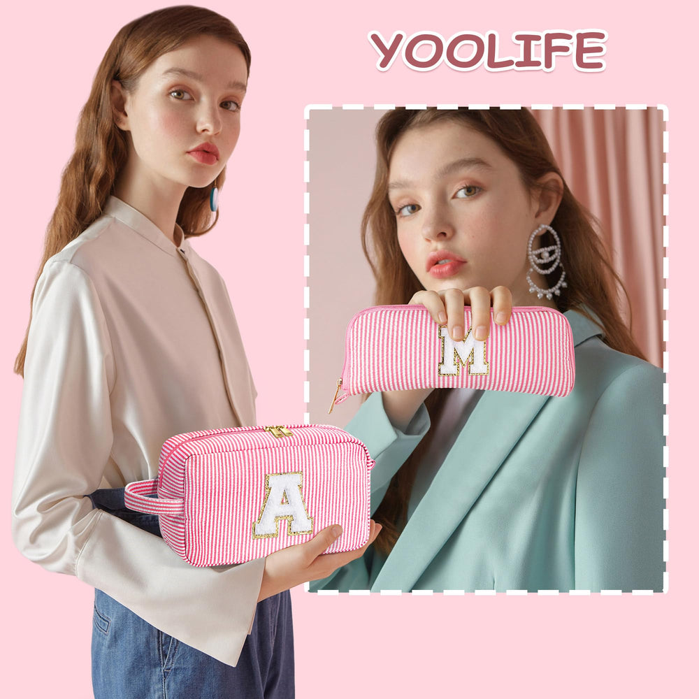 YOOLIFE initial bag pink A zipper detail emphasizes daily durability