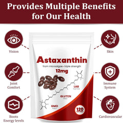 Close-up of Yoqpoe Astaxanthin 12mg label