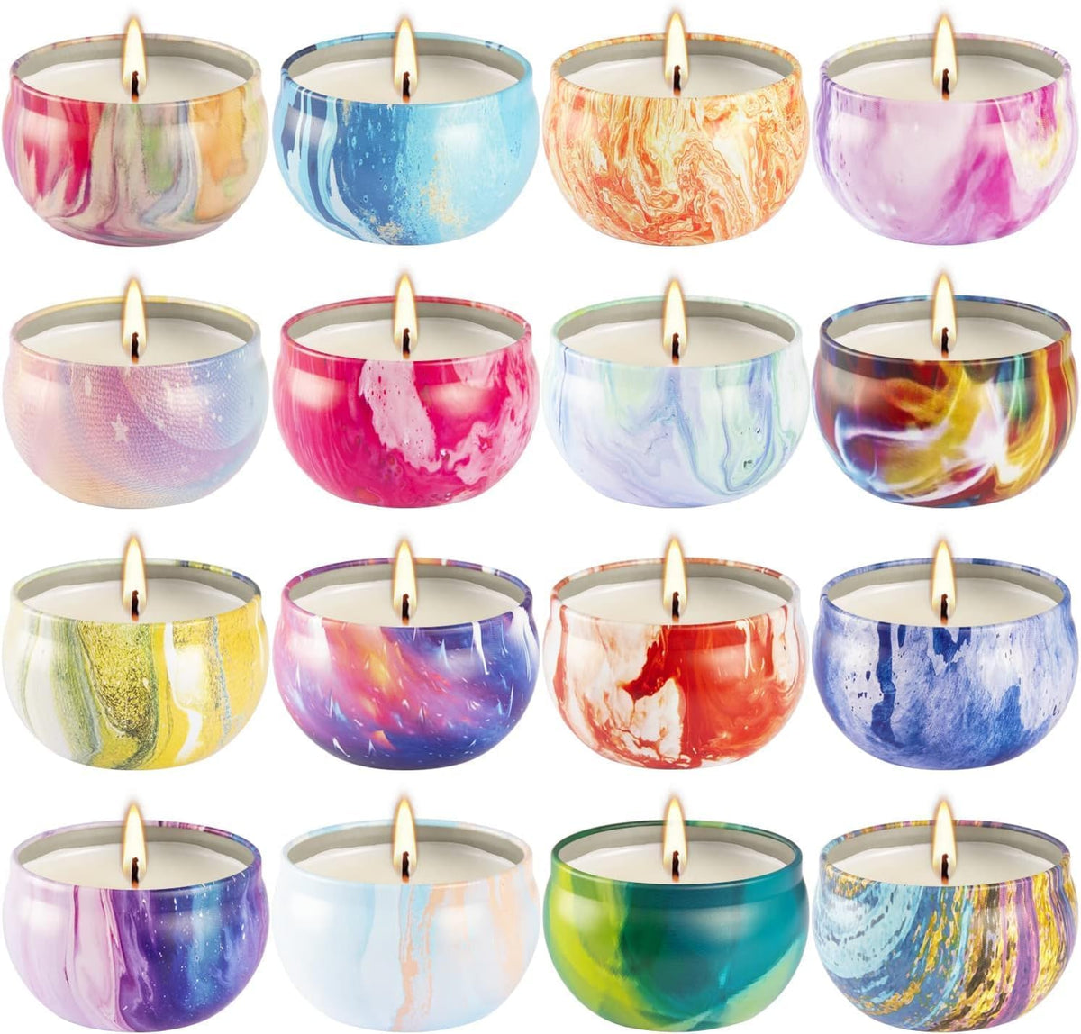 YOROXRG 16-pack scented candles gift set in travel tin jars - front view