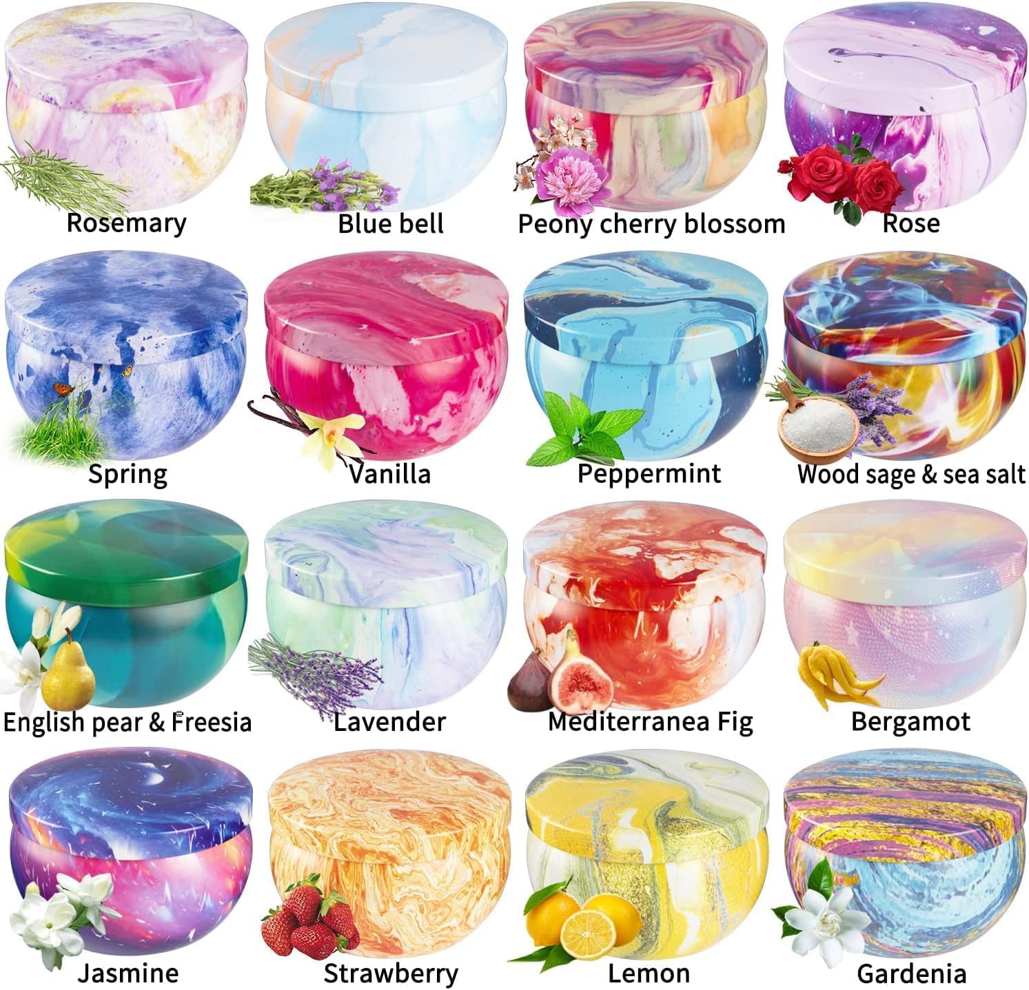 Close-up of Vanilla scented candle in a 2.5oz travel tin