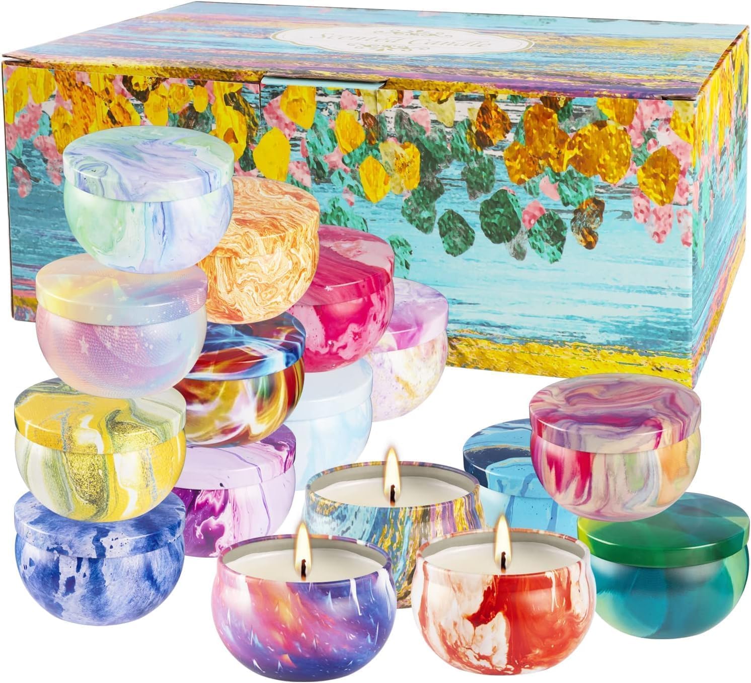 Lavender and Lemon scented candles from the YOROXRG gift set in travel tins