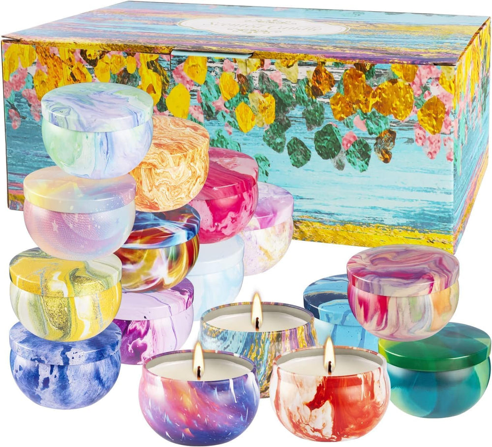 Lavender and Lemon scented candles from the YOROXRG gift set in travel tins
