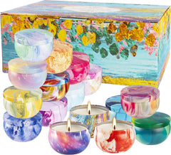 Lavender and Lemon scented candles from the YOROXRG gift set in travel tins