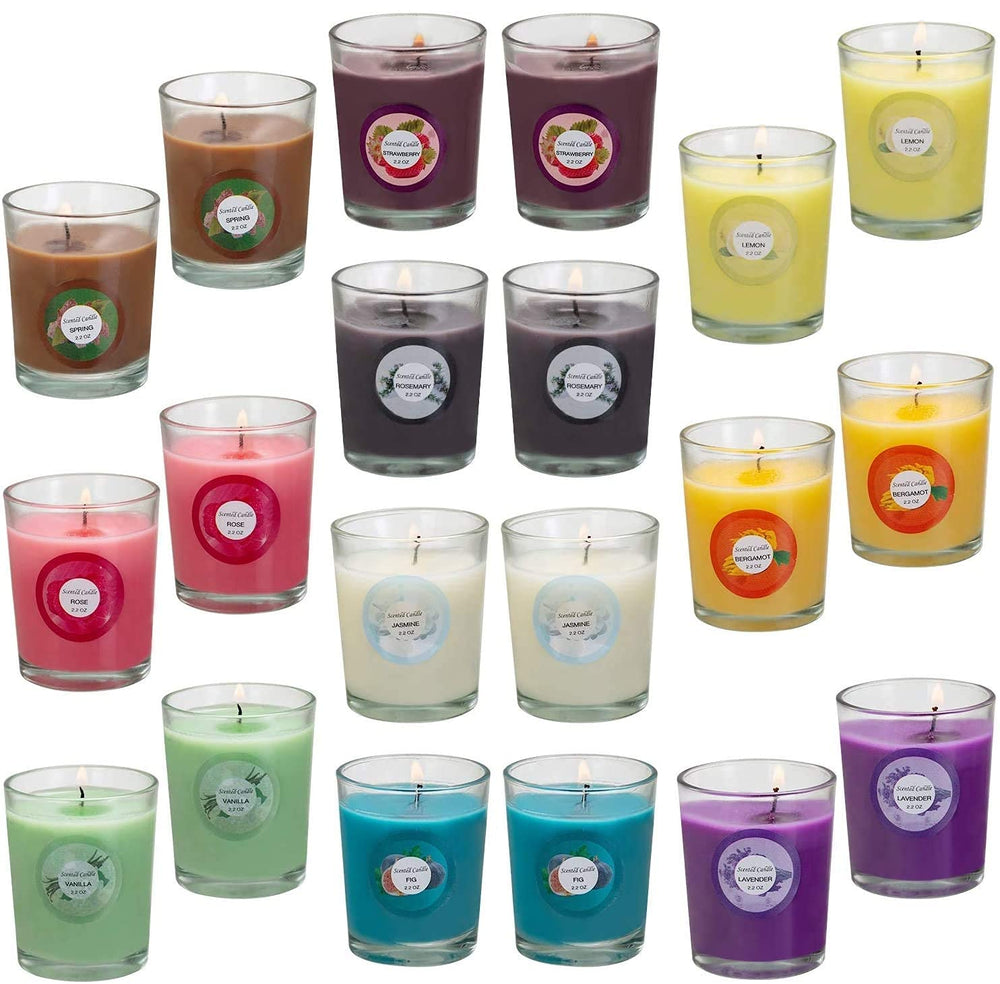 YOROXRG 20-pack scented candles set in glass jars